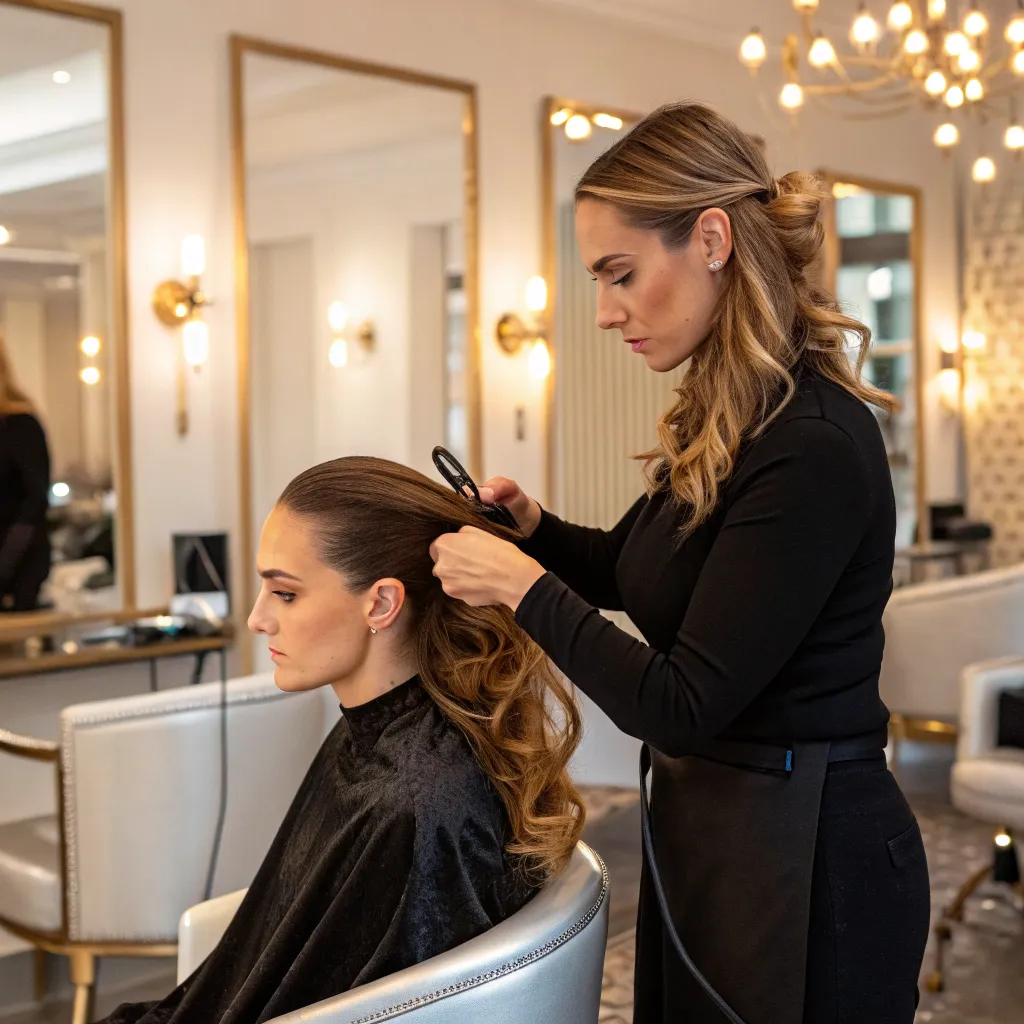 Elegant hair styling session