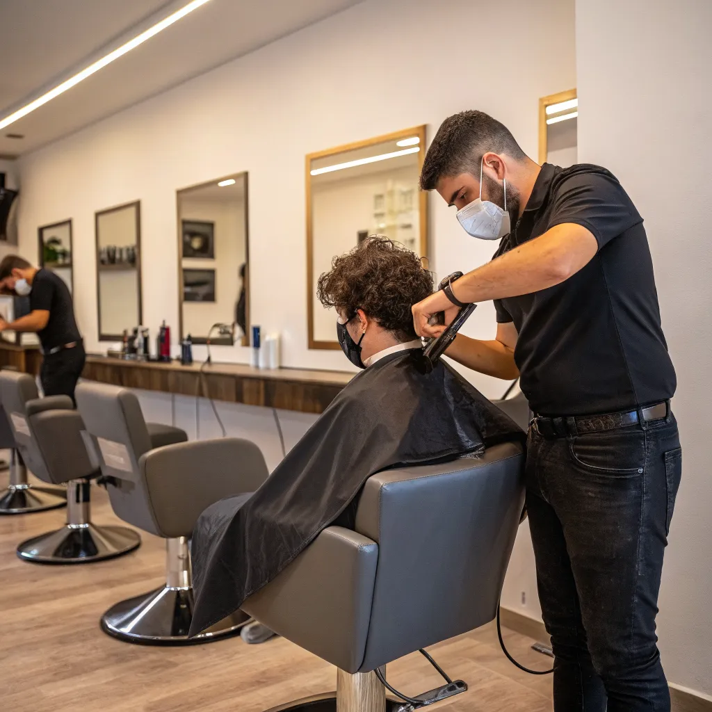 Professional hair cutting session